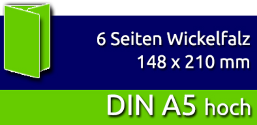 Faltblätter | DIN A5 hoch | 6 Seiten | Wickelfalz