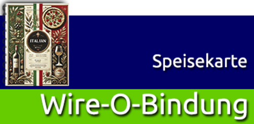 Speisekarten aus folienkaschiertem Papier | Wire-O-Spiralbindung